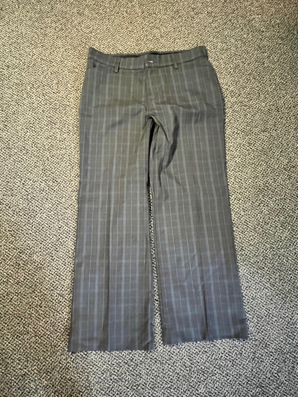 Women's Plaid Lee Dress Pants Dark Gray Striped Trouser Size 8 Business Casual